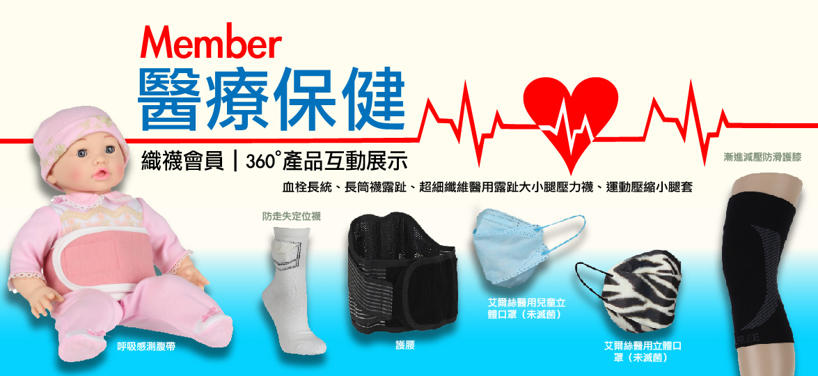 醫療保健｜織襪會員的360度產品互動展示｜台灣織襪工業同業公會