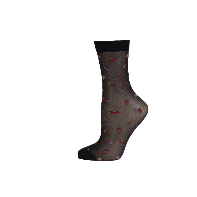 Lovebirds Jacquard Sheer Socks